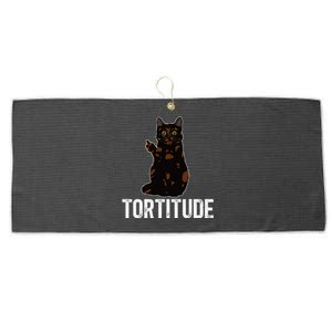 Tortitude Tortoiseshell Cat Owner Tortie Cat Lover Large Microfiber Waffle Golf Towel