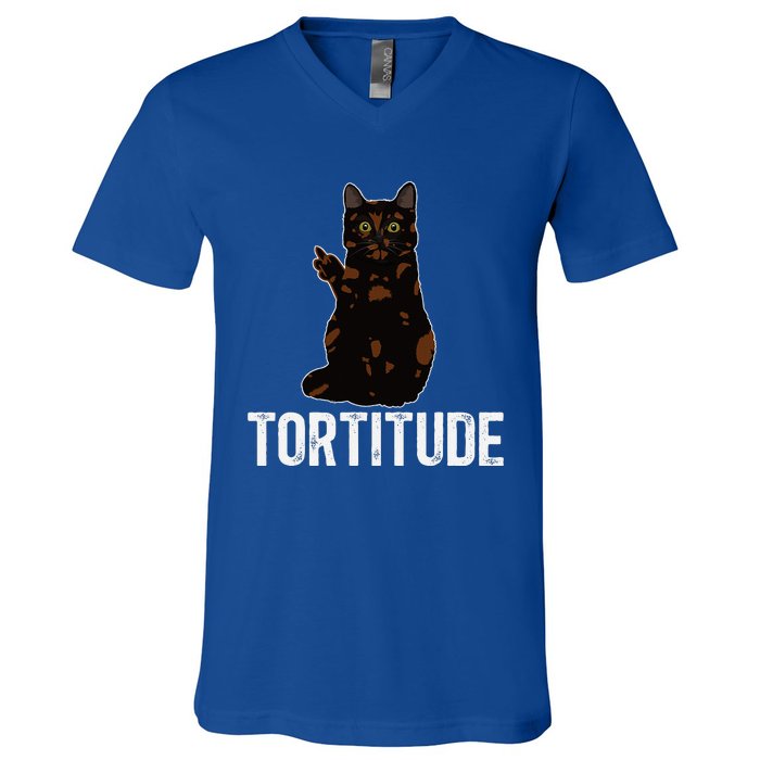 Tortitude Tortoiseshell Cat Owner Tortie Cat Lover V-Neck T-Shirt