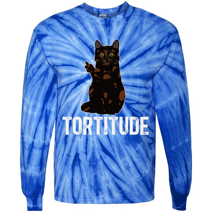 Tortitude Tortoiseshell Cat Owner Tortie Cat Lover Tie-Dye Long Sleeve Shirt