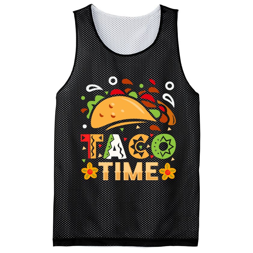 Taco Time, Cinco De Mayo T , Tacos Mesh Reversible Basketball Jersey Tank