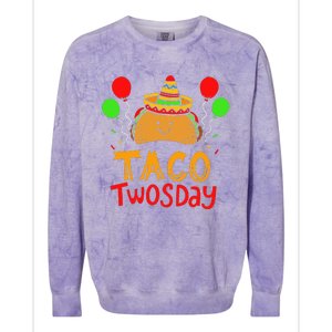 Taco Twosday Cinco De Mayo 2 Year Old Birthday Colorblast Crewneck Sweatshirt