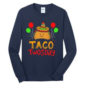 Taco Twosday Cinco De Mayo 2 Year Old Birthday Tall Long Sleeve T-Shirt