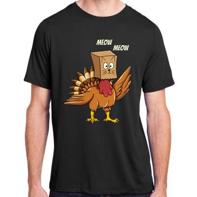 Thanksgiving Turkey Cat Meow Funny Thanksgiving Adult ChromaSoft Performance T-Shirt