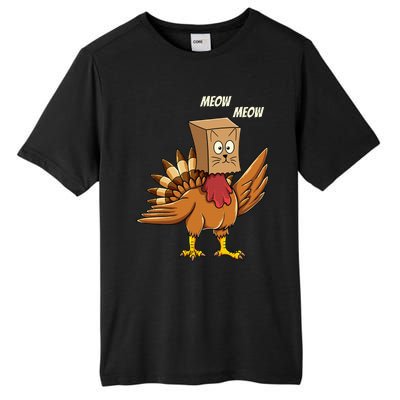 Thanksgiving Turkey Cat Meow Funny Thanksgiving Tall Fusion ChromaSoft Performance T-Shirt