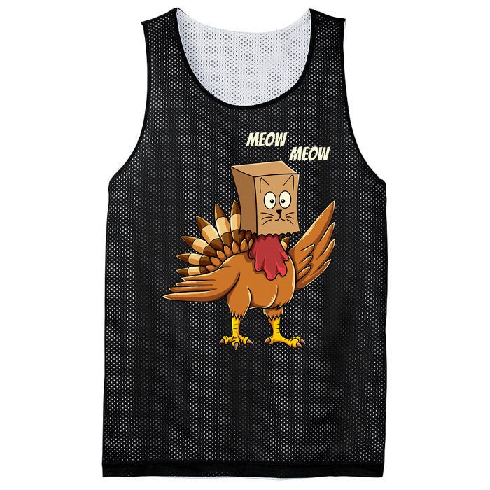 Thanksgiving Turkey Cat Meow Funny Thanksgiving Mesh Reversible Basketball Jersey Tank