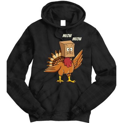Thanksgiving Turkey Cat Meow Funny Thanksgiving Tie Dye Hoodie