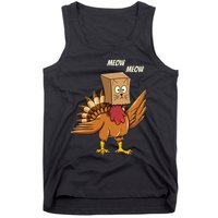 Thanksgiving Turkey Cat Meow Funny Thanksgiving Tank Top