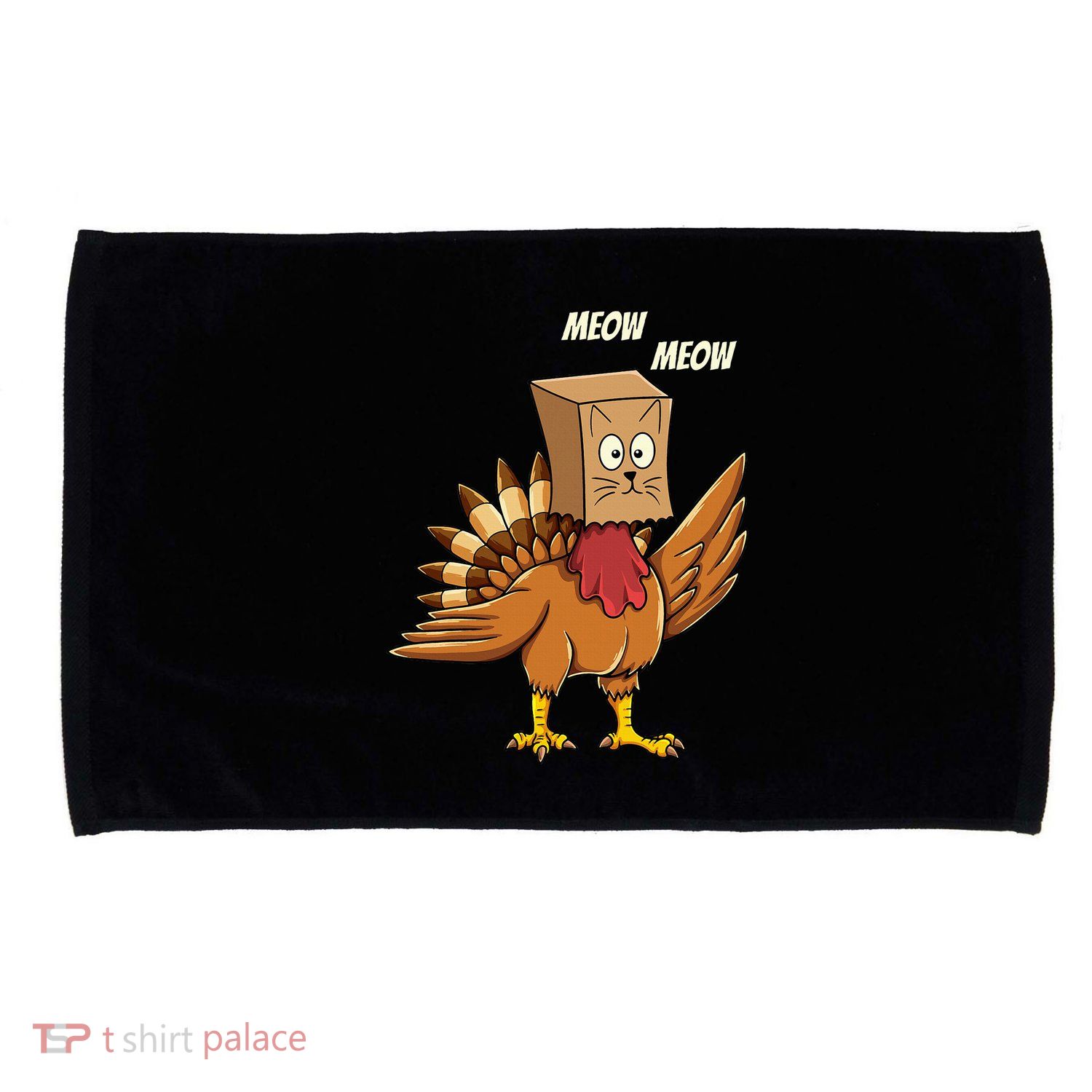 Thanksgiving Turkey Cat Meow Funny Thanksgiving Microfiber Hand Towel