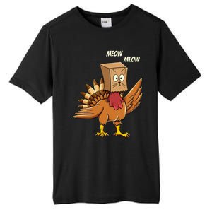 Thanksgiving Turkey Cat Meow Funny Thanksgiving Tall Fusion ChromaSoft Performance T-Shirt