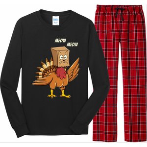 Thanksgiving Turkey Cat Meow Funny Thanksgiving Long Sleeve Pajama Set