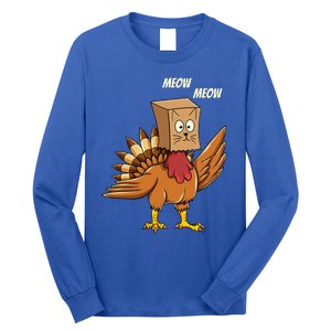 Thanksgiving Turkey Cat Meow Funny Thanksgiving Long Sleeve Shirt