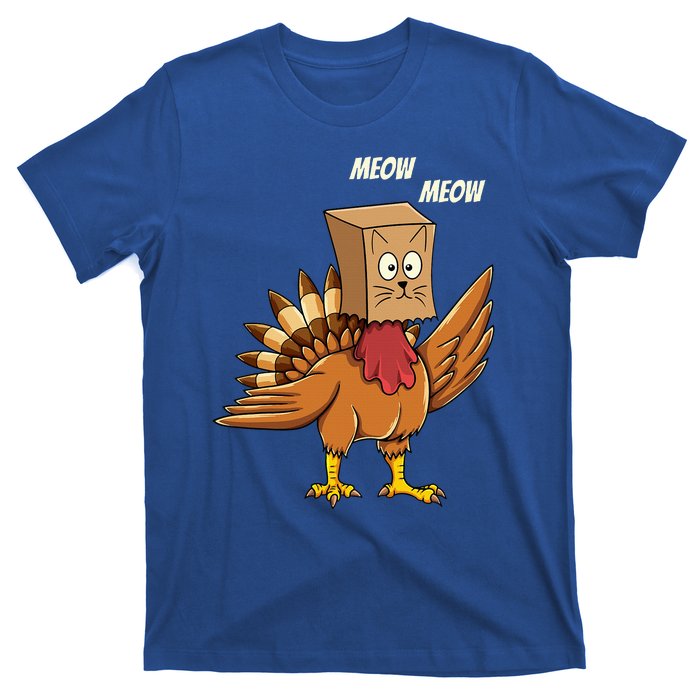 Thanksgiving Turkey Cat Meow Funny Thanksgiving T-Shirt