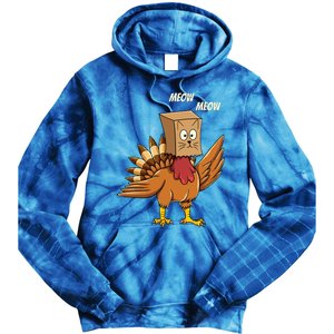 Thanksgiving Turkey Cat Meow Funny Thanksgiving Tie Dye Hoodie