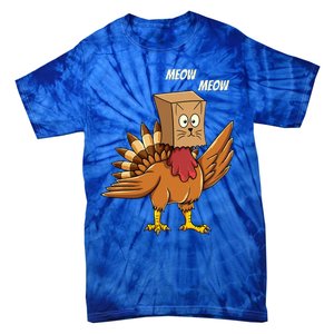 Thanksgiving Turkey Cat Meow Funny Thanksgiving Tie-Dye T-Shirt