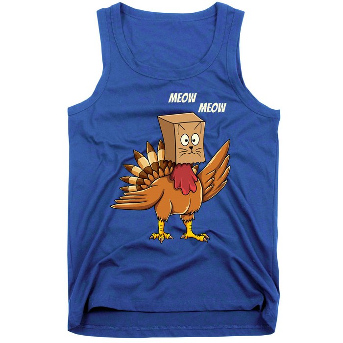 Thanksgiving Turkey Cat Meow Funny Thanksgiving Tank Top