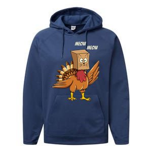 Thanksgiving Turkey Cat Meow Funny Thanksgiving Performance Fleece Hoodie