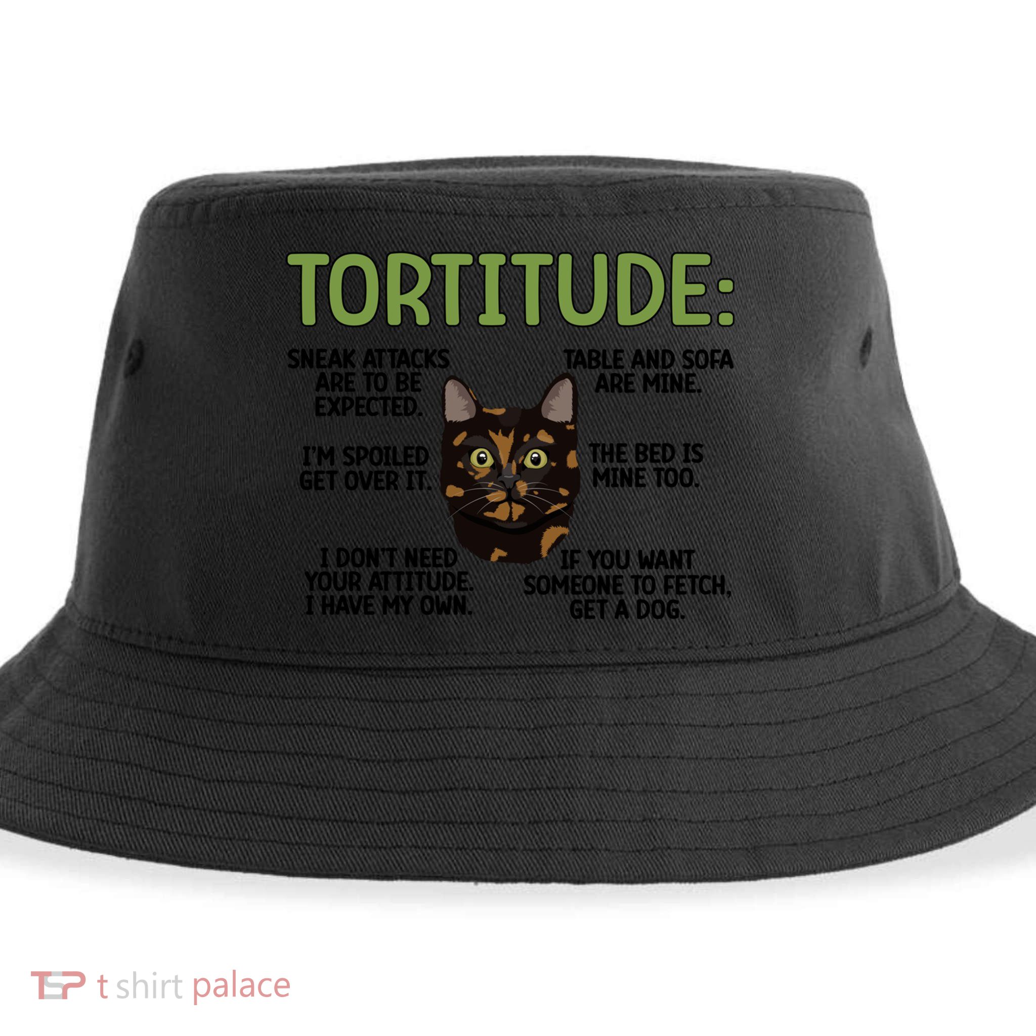 Tortitude Tortie Cat Lover Tortoiseshell Cat Owner Funny Gift Sustainable Bucket Hat