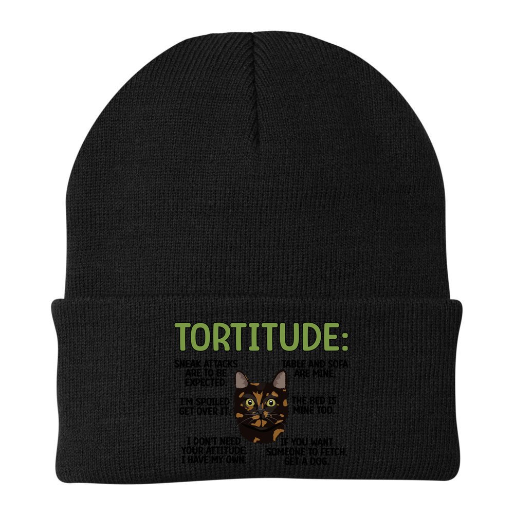 Tortitude Tortie Cat Lover Tortoiseshell Cat Owner Funny Gift Beanie