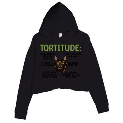 Tortitude Tortie Cat Lover Tortoiseshell Cat Owner Funny Gift Crop Fleece Hoodie