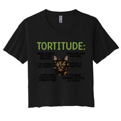 Tortitude Tortie Cat Lover Tortoiseshell Cat Owner Funny Gift Crop Top