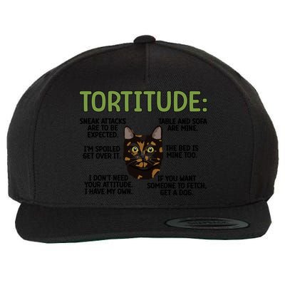 Tortitude Tortie Cat Lover Tortoiseshell Cat Owner Funny Gift Wool Snapback Cap