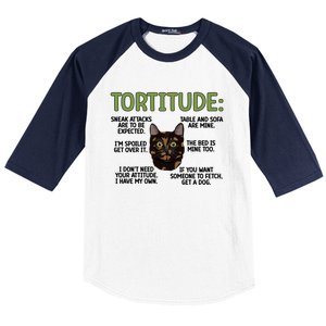 Tortitude Tortie Cat Lover Tortoiseshell Cat Owner Funny Gift Baseball Sleeve Shirt