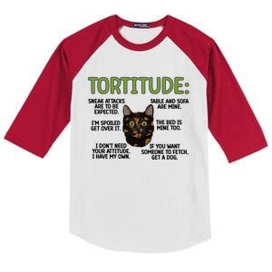 Tortitude Tortie Cat Lover Tortoiseshell Cat Owner Funny Gift Kids Colorblock Raglan Jersey