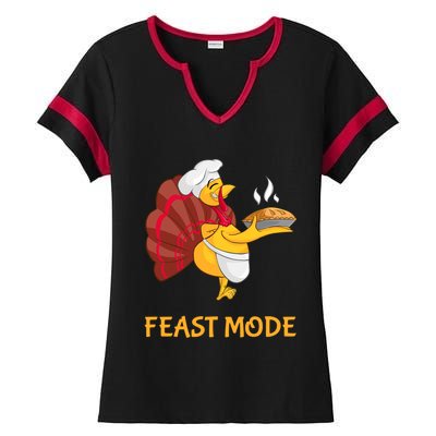 Thanksgiving Turkey Chef Feast Mode Meaningful Gift Ladies Halftime Notch Neck Tee