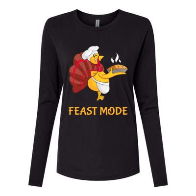 Thanksgiving Turkey Chef Feast Mode Meaningful Gift Womens Cotton Relaxed Long Sleeve T-Shirt