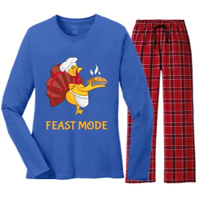 Thanksgiving Turkey Chef Feast Mode Meaningful Gift Women's Long Sleeve Flannel Pajama Set 