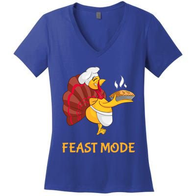 Thanksgiving Turkey Chef Feast Mode Meaningful Gift Women's V-Neck T-Shirt