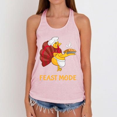 Thanksgiving Turkey Chef Feast Mode Meaningful Gift Women's Knotted Racerback Tank