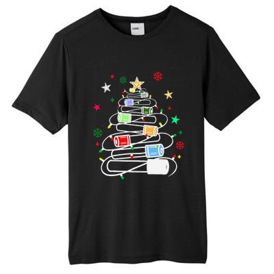 Test Tubes Christmas Tree Chemistry Phlebotomy Lab Scientist Tall Fusion ChromaSoft Performance T-Shirt