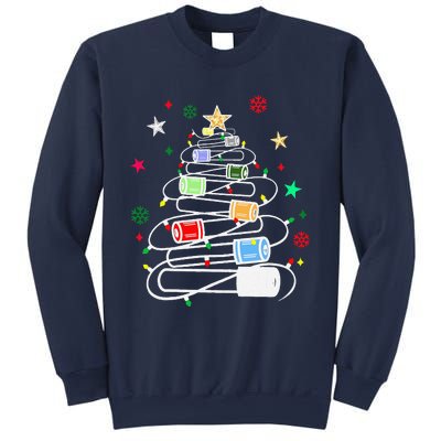 Test Tubes Christmas Tree Chemistry Phlebotomy Lab Scientist Sweatshirt