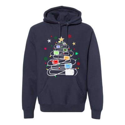 Test Tubes Christmas Tree Chemistry Phlebotomy Lab Scientist Premium Hoodie