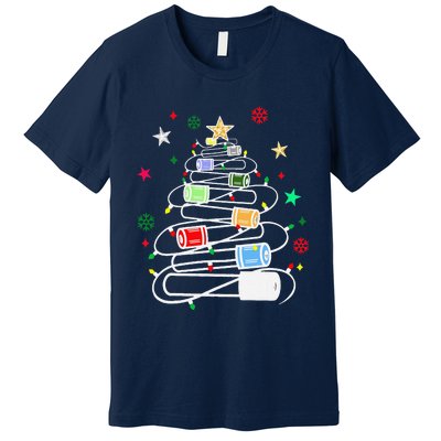 Test Tubes Christmas Tree Chemistry Phlebotomy Lab Scientist Premium T-Shirt