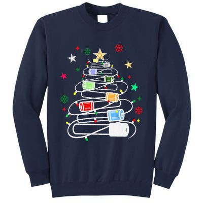 Test Tubes Christmas Tree Chemistry Phlebotomy Lab Scientist Tall Sweatshirt