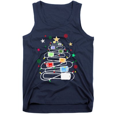 Test Tubes Christmas Tree Chemistry Phlebotomy Lab Scientist Tank Top