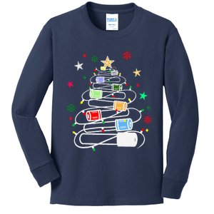 Test Tubes Christmas Tree Chemistry Phlebotomy Lab Scientist Kids Long Sleeve Shirt