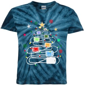 Test Tubes Christmas Tree Chemistry Phlebotomy Lab Scientist Kids Tie-Dye T-Shirt