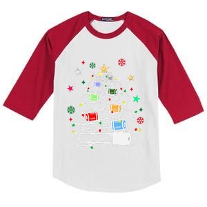 Test Tubes Christmas Tree Chemistry Phlebotomy Lab Scientist Kids Colorblock Raglan Jersey