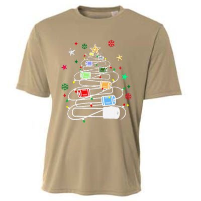 Test Tubes Christmas Tree Chemistry Phlebotomy Lab Scientist Cooling Performance Crew T-Shirt