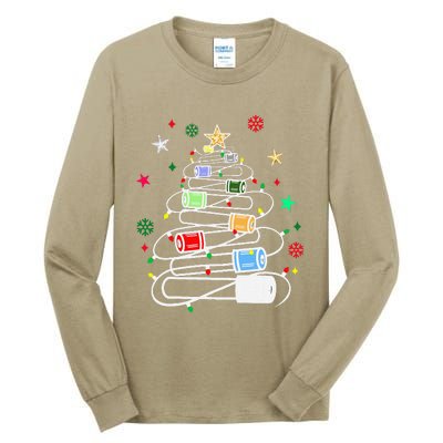 Test Tubes Christmas Tree Chemistry Phlebotomy Lab Scientist Tall Long Sleeve T-Shirt