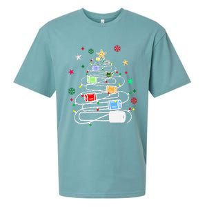 Test Tubes Christmas Tree Chemistry Phlebotomy Lab Scientist Sueded Cloud Jersey T-Shirt