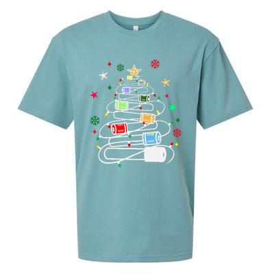 Test Tubes Christmas Tree Chemistry Phlebotomy Lab Scientist Sueded Cloud Jersey T-Shirt