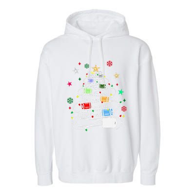 Test Tubes Christmas Tree Chemistry Phlebotomy Lab Scientist Garment-Dyed Fleece Hoodie