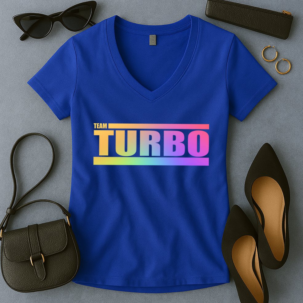 Team Turbo Challenge (Rainbow) Racing Great Gift Women's V-Neck T-Shirt