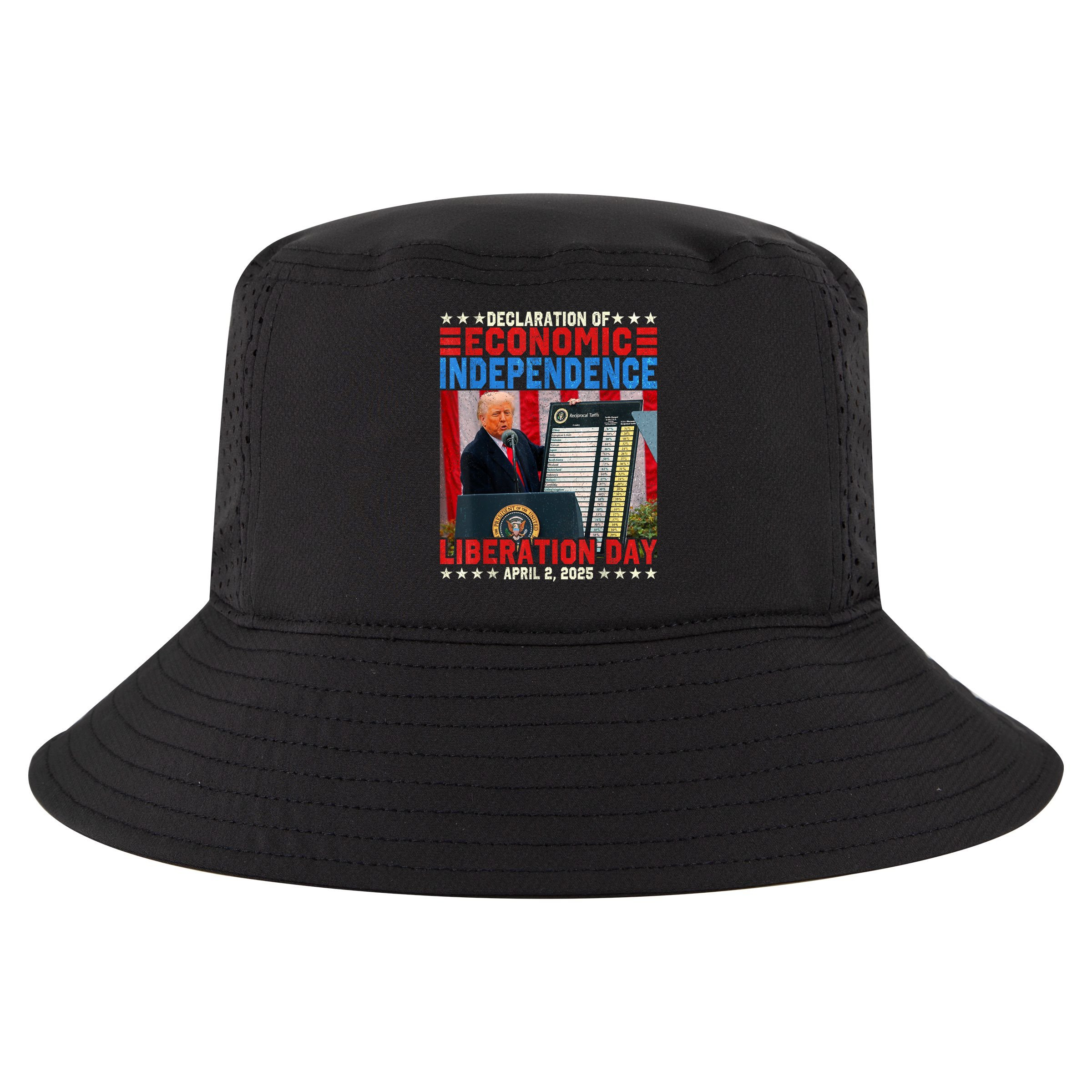Trump Tariff Chart Declaration Of Economic Independence 2025 Cool Comfort Performance Bucket Hat