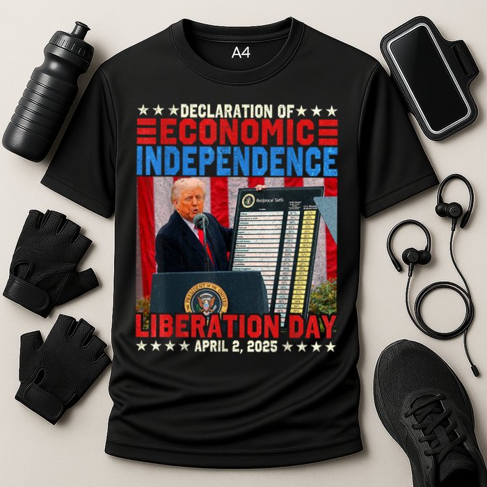 Trump Tariff Chart Declaration Of Economic Independence 2025 Cooling Performance Crew T-Shirt