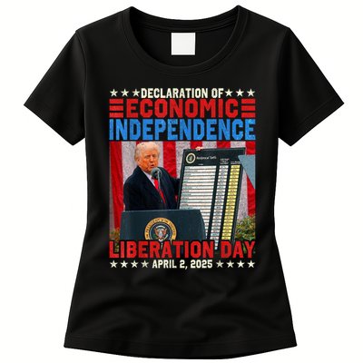 Trump Tariff Chart Declaration Of Economic Independence 2025 Womens T-Shirt